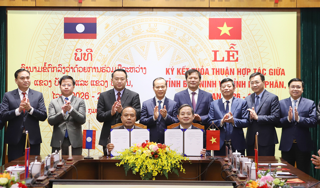 Lễ ký kết thỏa thuận hợp tác giai đoạn 2026 - 2030 giữa tỉnh Bắc Ninh và tỉnh Hủa Phăn (Lào)